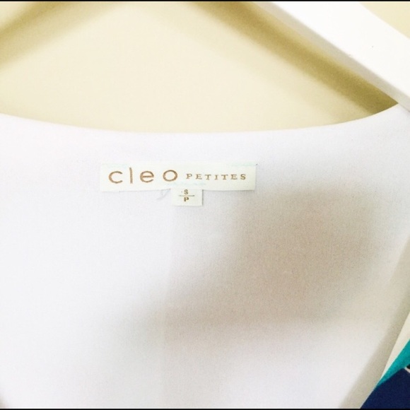 CLEO PETITES Floral Flutter Trim Dress With V Cut & Cap Sleeves Teal/Blue Small - Picture 7 of 9